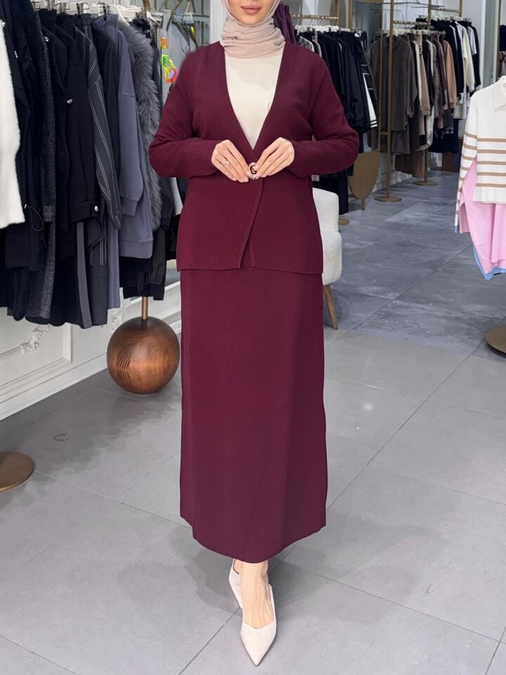 ÖRME ETEKLİ TAKIM BORDO