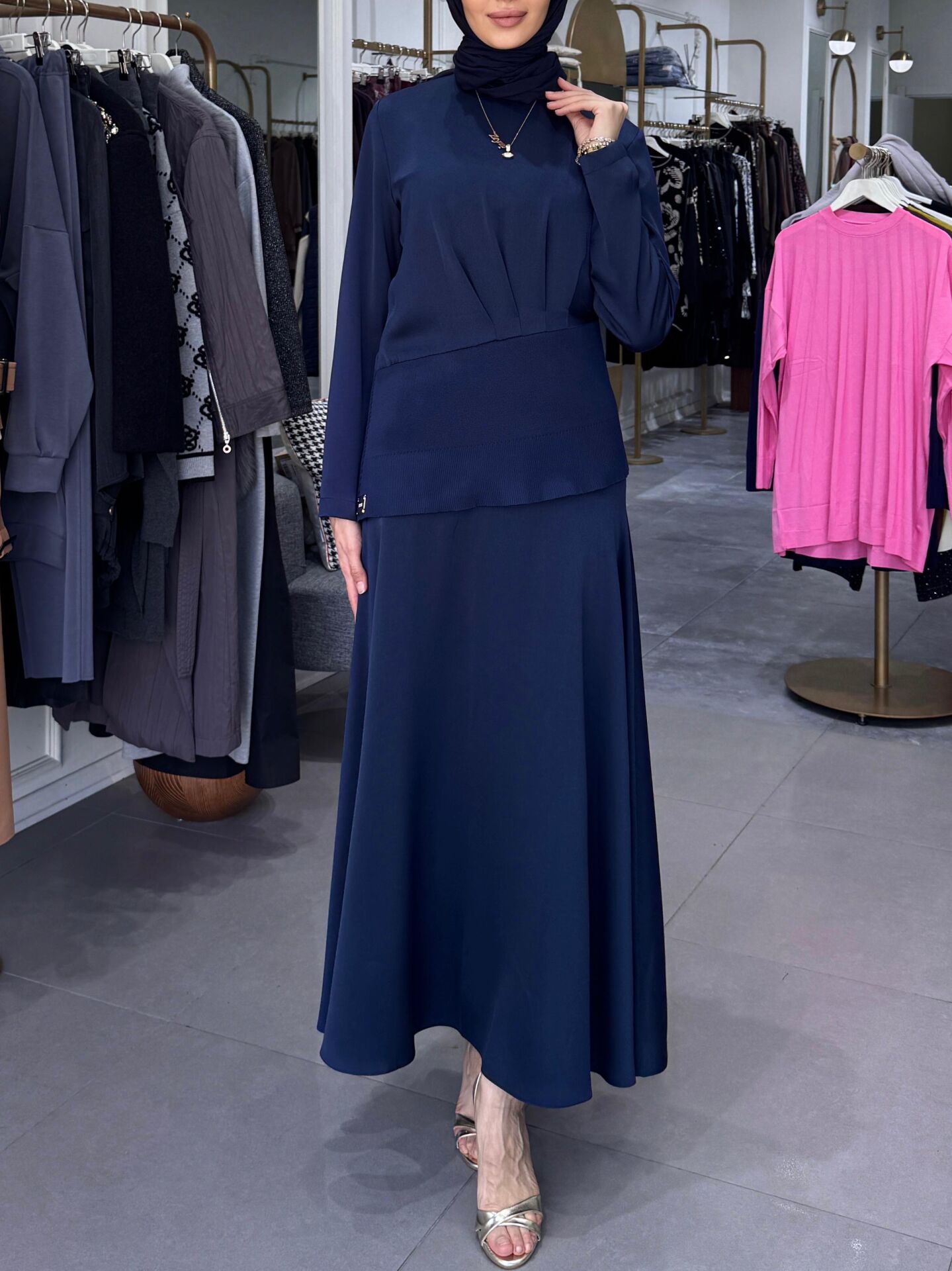 SAPHİRA ETEKLİ TAKIM LACİVERT