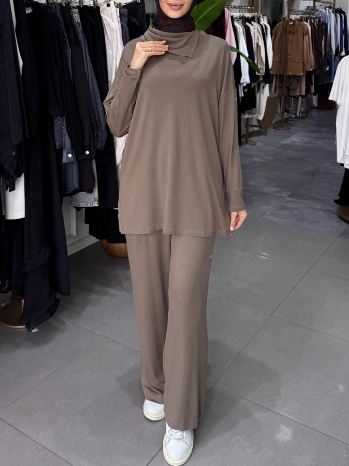 TAŞLI PANTOLON LACİVERT VİZON