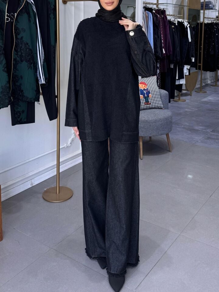 KOT GARNİ ANGORA TUNİK SİYAH