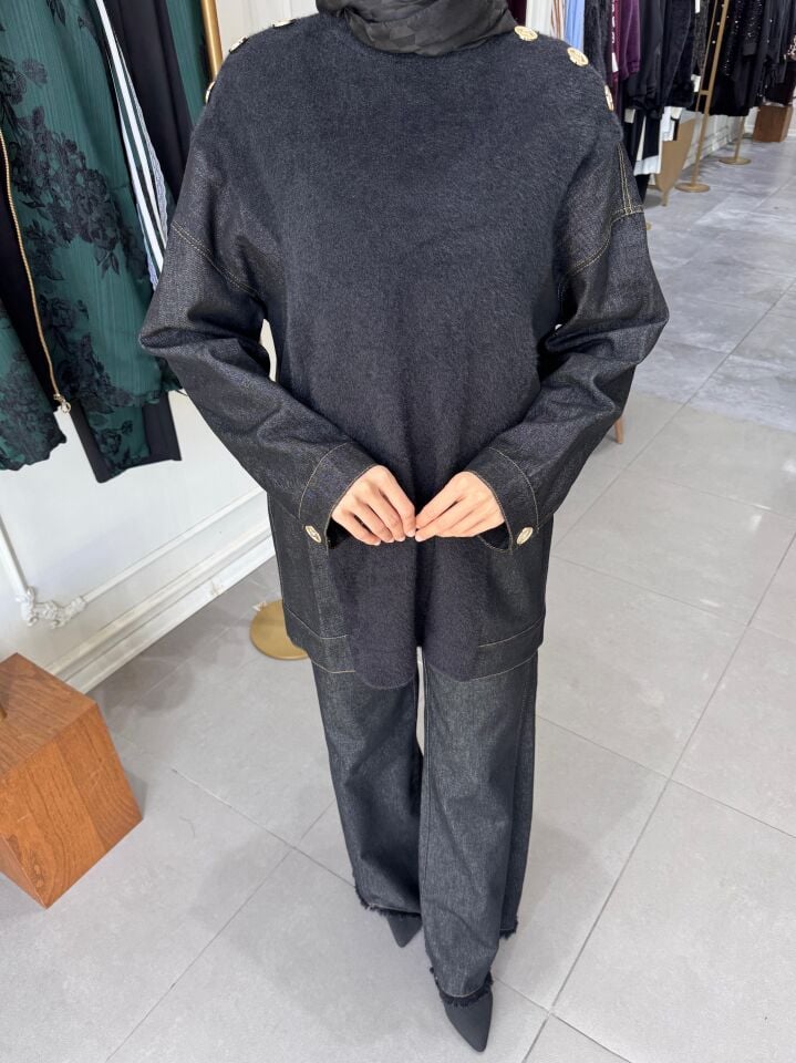 KOT GARNİ ANGORA TUNİK SİYAH