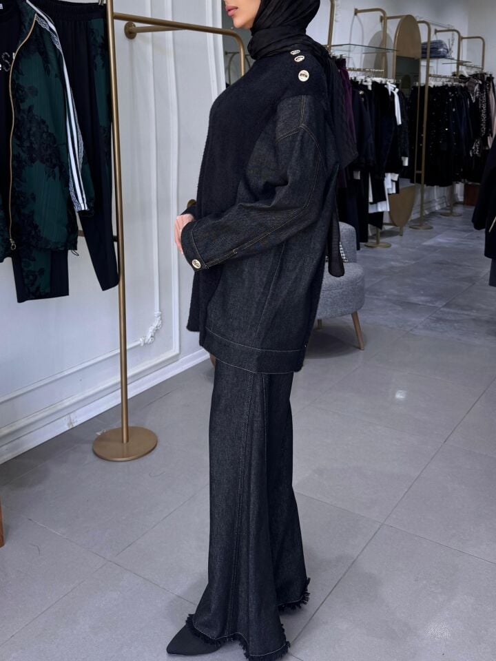 KOT GARNİ ANGORA TUNİK SİYAH