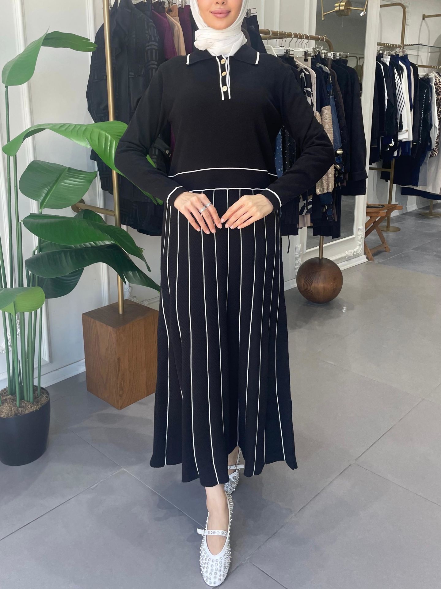 ELEGANTE TRİKO ELBİSE SİYAH