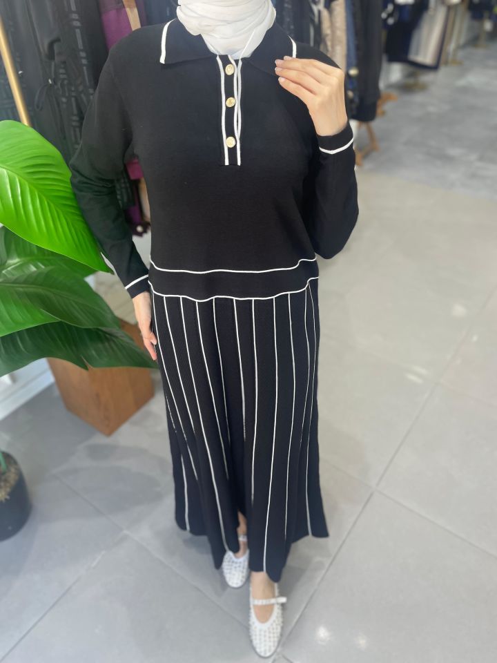 ELEGANTE TRİKO ELBİSE SİYAH