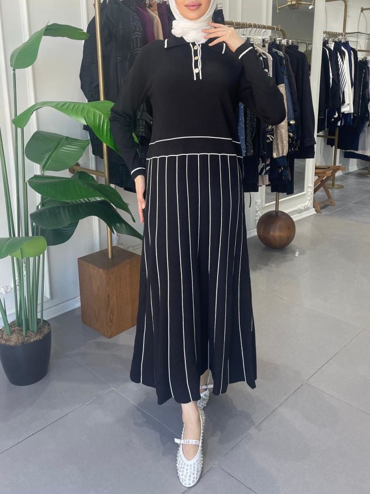 ELEGANTE TRİKO ELBİSE SİYAH