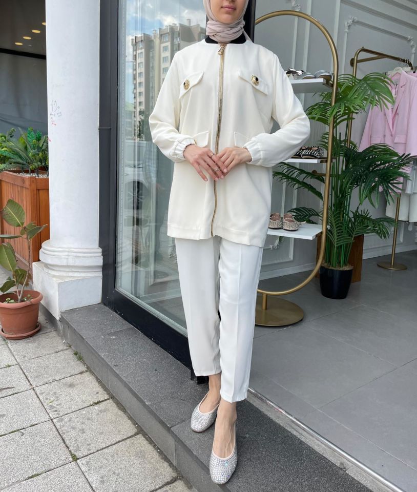 ÜTÜ İZLİ HAVUÇ PANTOLON EKRU