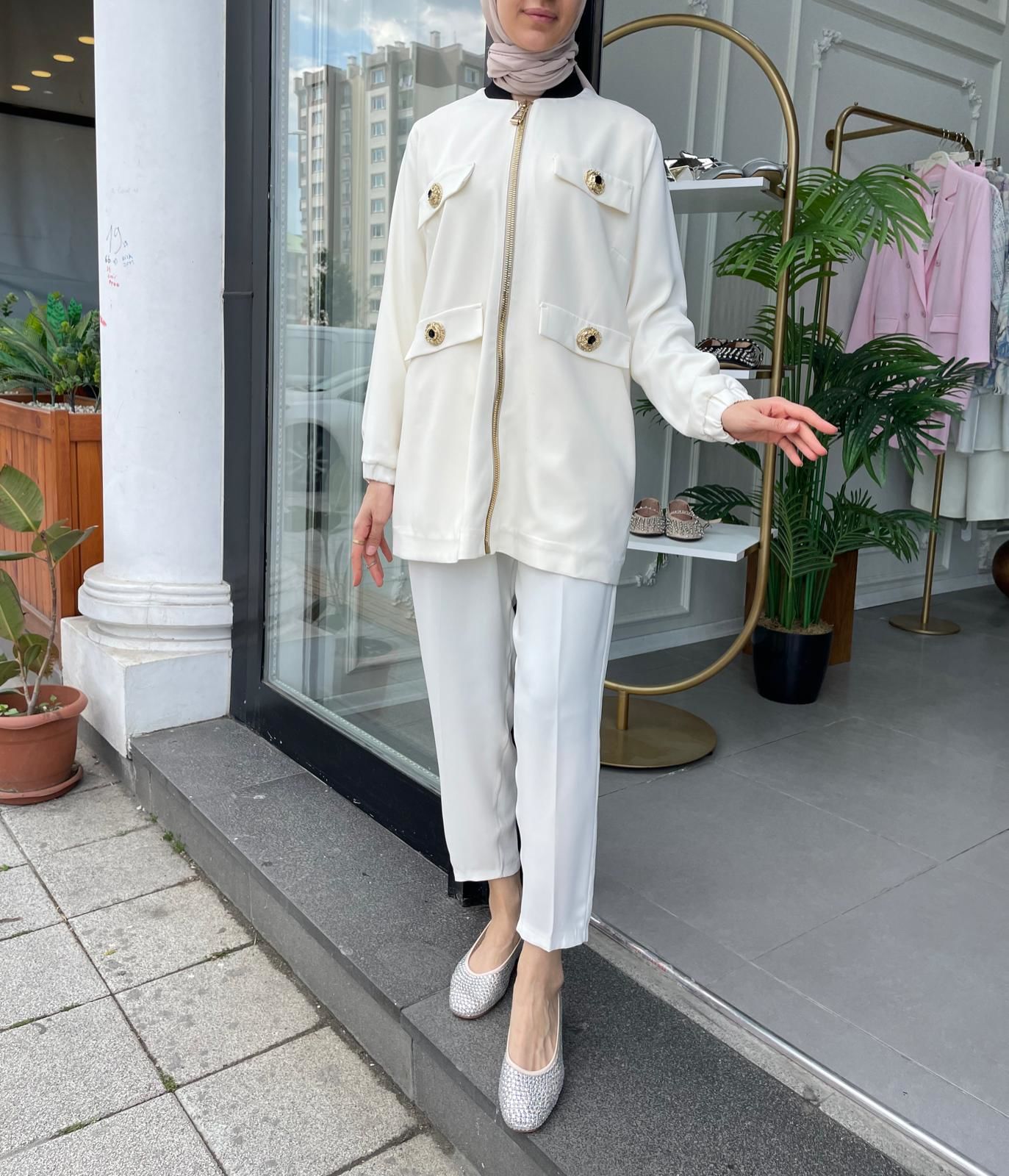 ÜTÜ İZLİ HAVUÇ PANTOLON EKRU