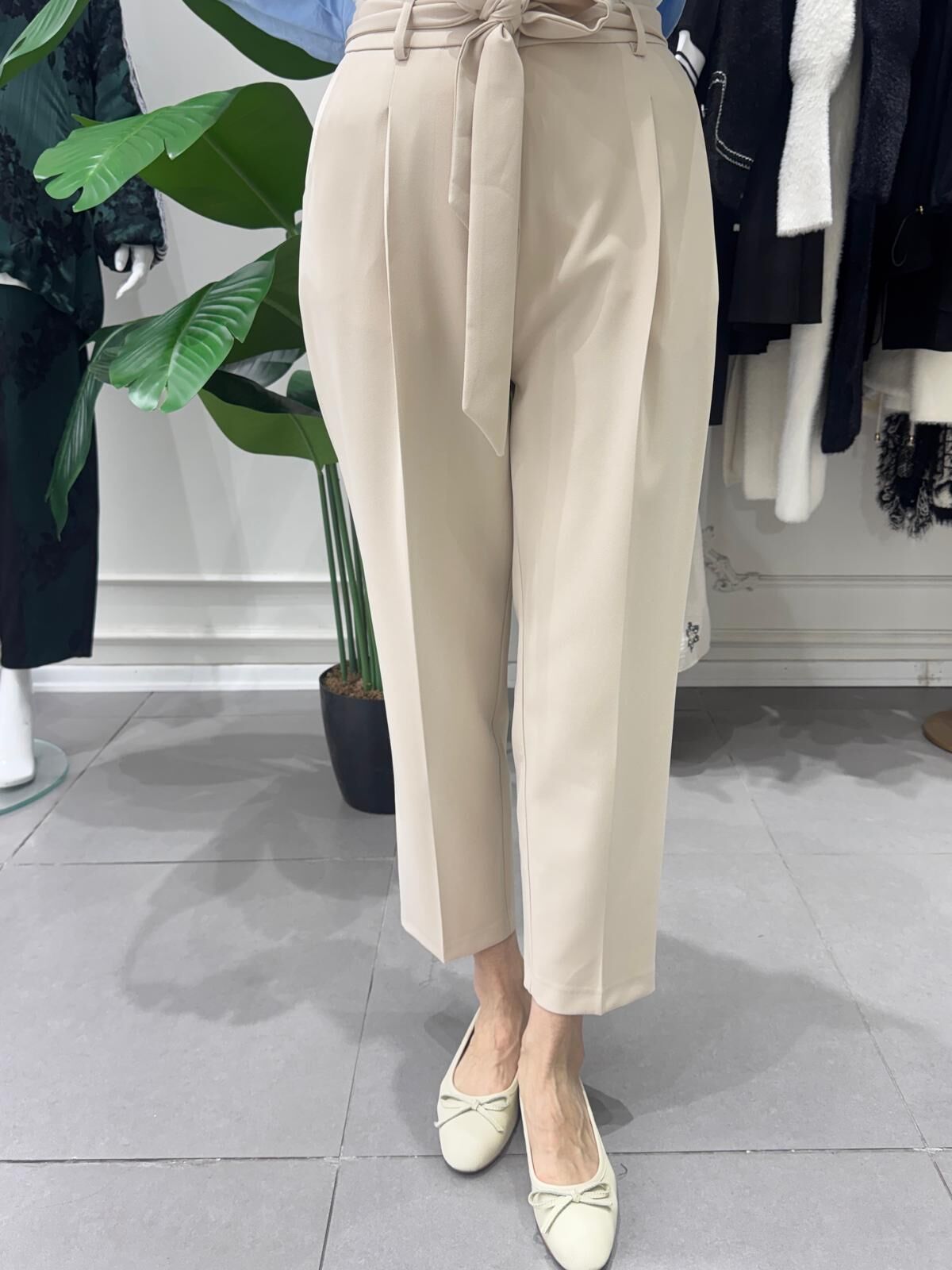 KUŞAKLI HAVUÇ PANTOLON BEJ