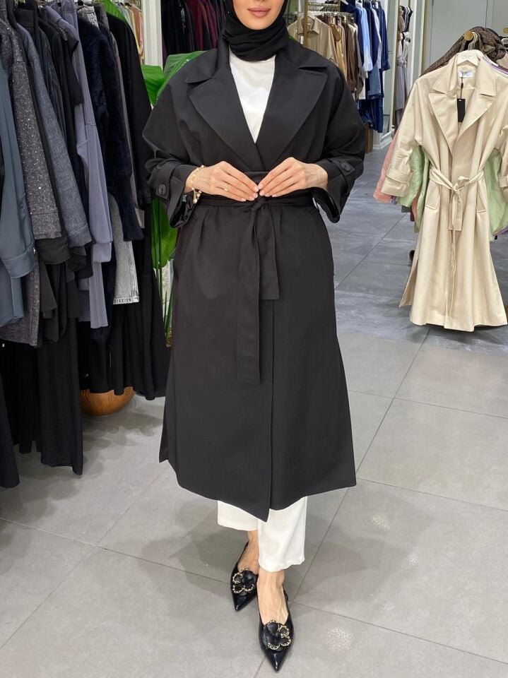 GHİSA TRENÇKOT SİYAH