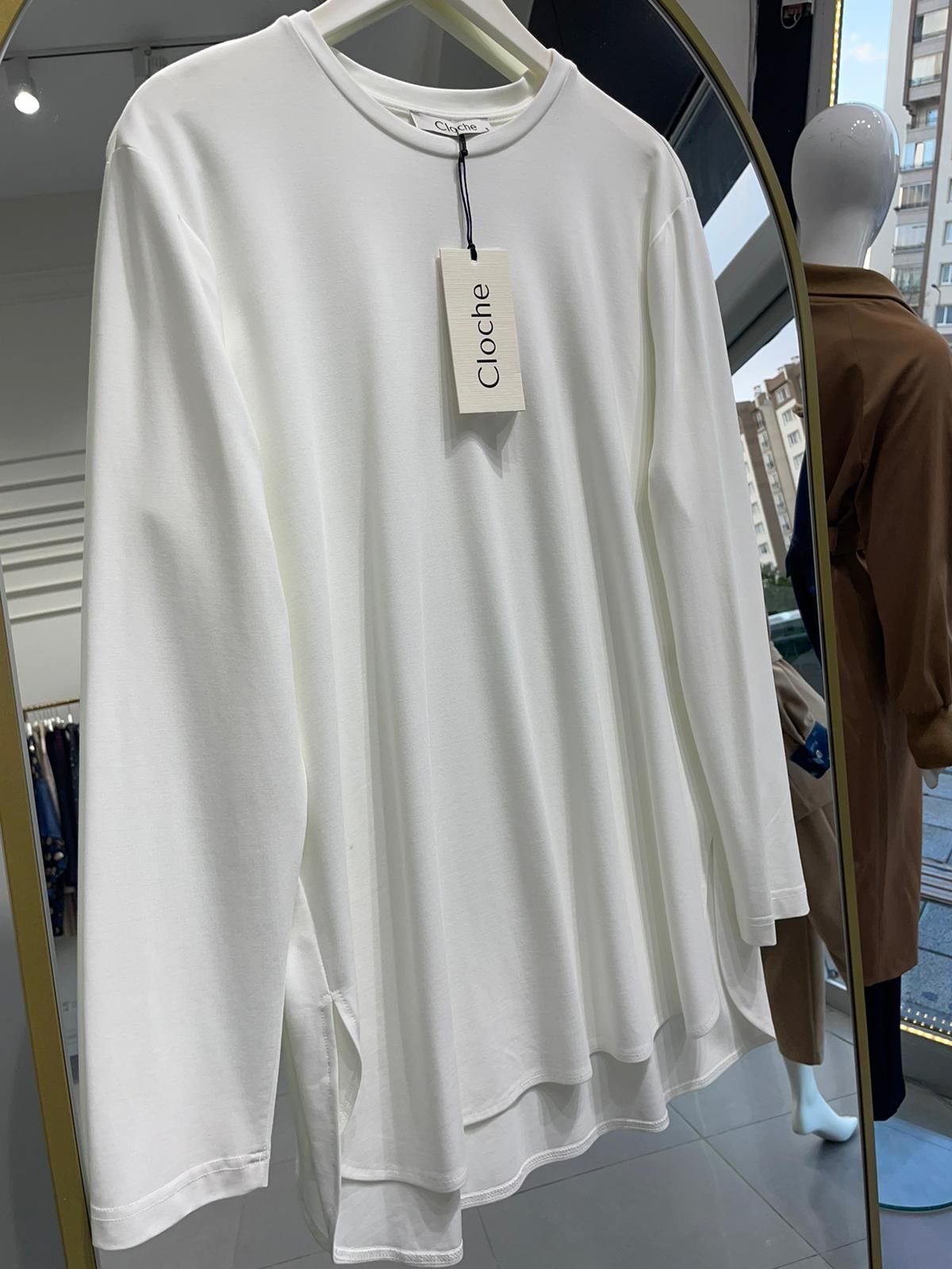 TRİL UZUN KOLLU T-SHİRT EKRU