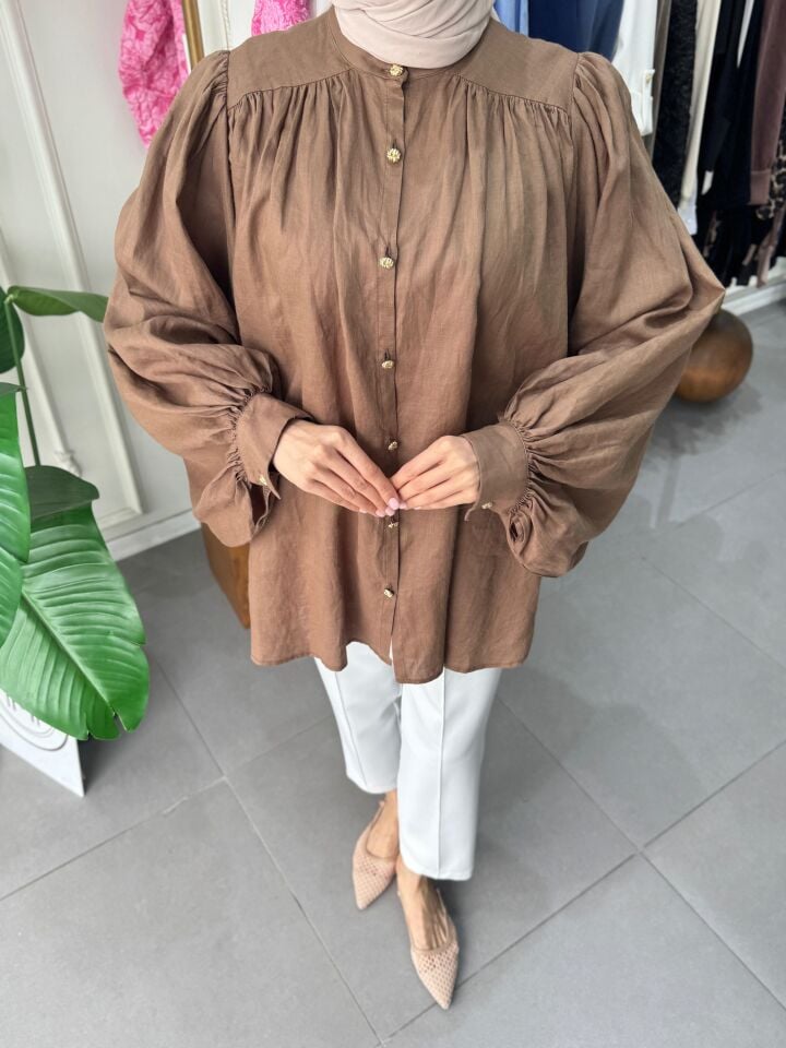 ROBALI BALON KOL GÖMLEK AÇIK KAHVE