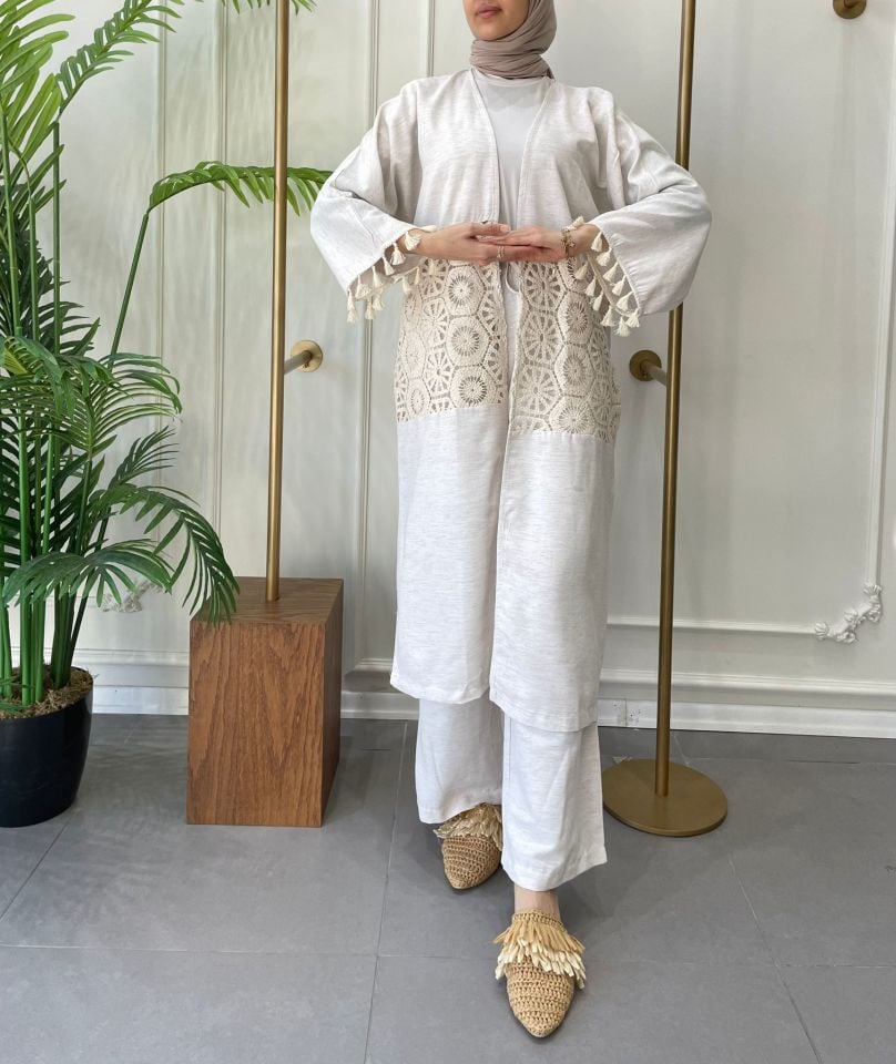 İKİLİ KETEN KİMONO TAKIM