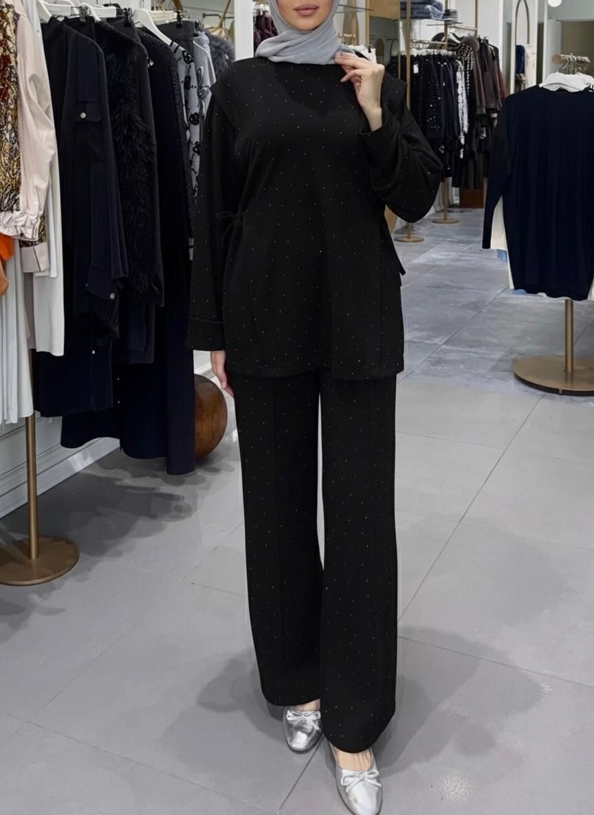 MİNİK TAŞLI TAKIM SİYAH