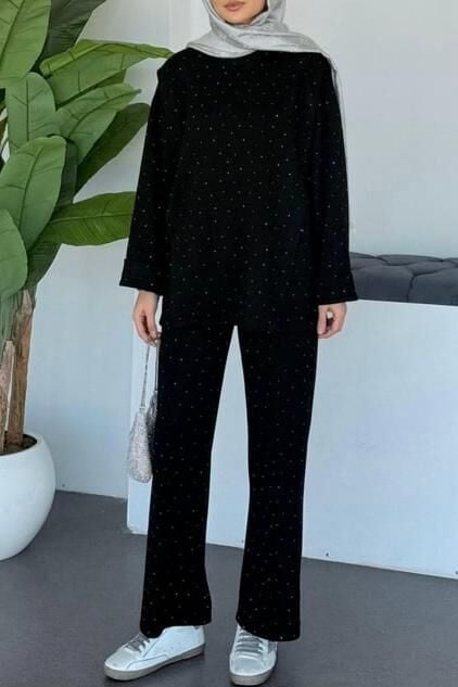 MİNİK TAŞLI TAKIM SİYAH