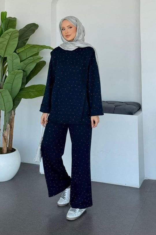 MİNİK TAŞLI TAKIM LACİVERT