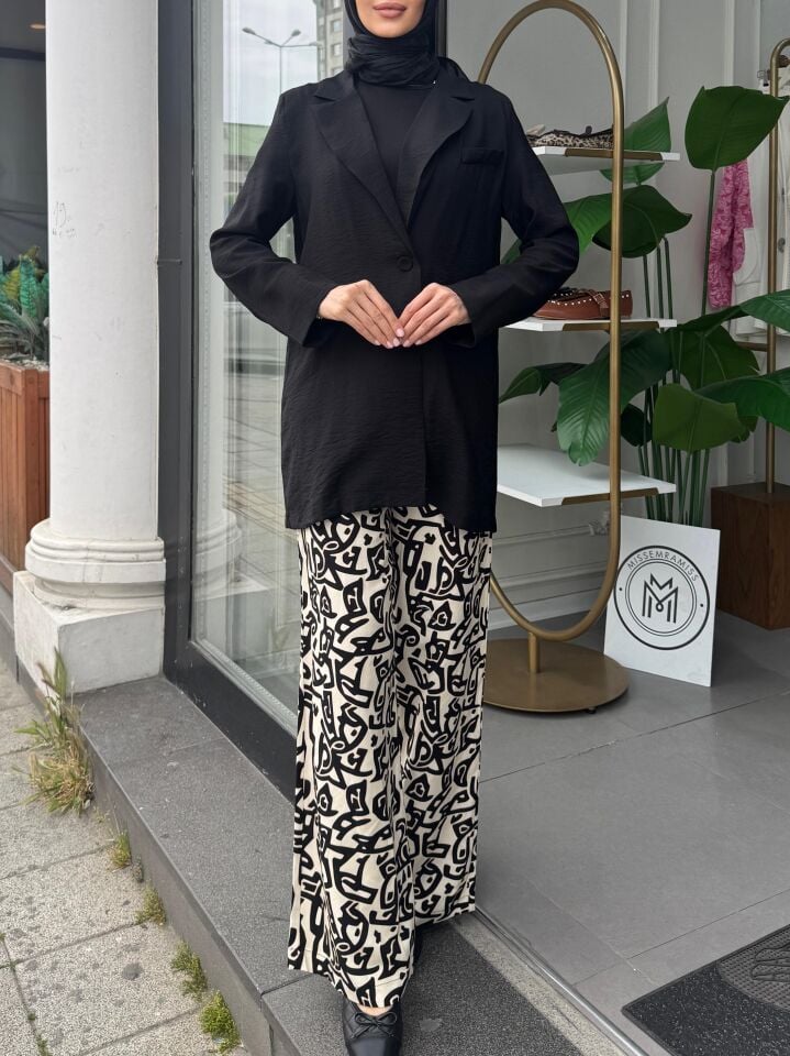 NAVİS DESENLİ PANTALON SİYAH