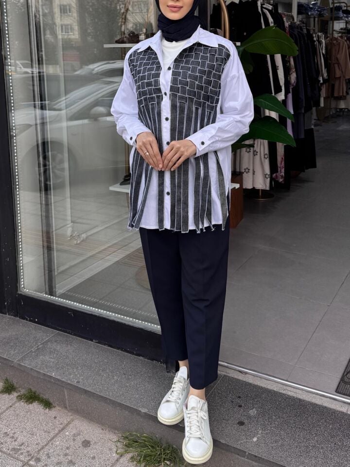 ÖNDEN DENİM ÖRGÜLÜ PAPER TOUCH GÖMLEK