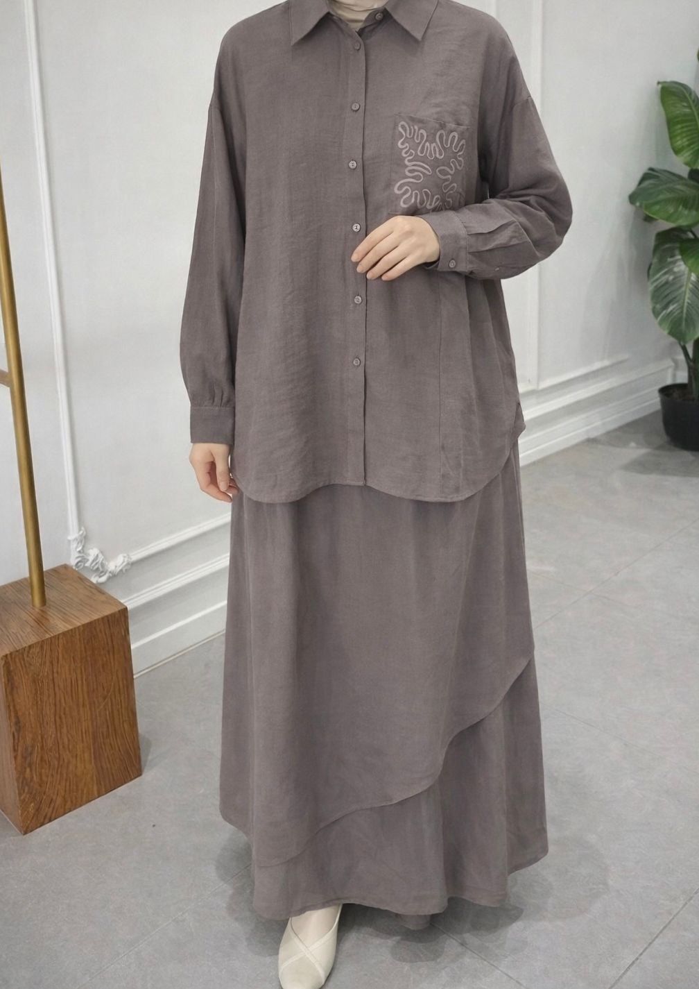 LASE İŞLEMELİ TENSEL ETEKLİ TAKIM