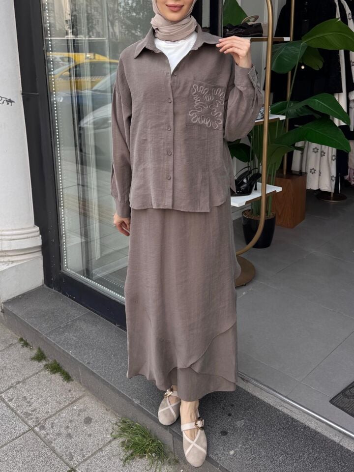 LASE İŞLEMELİ TENSEL ETEKLİ TAKIM