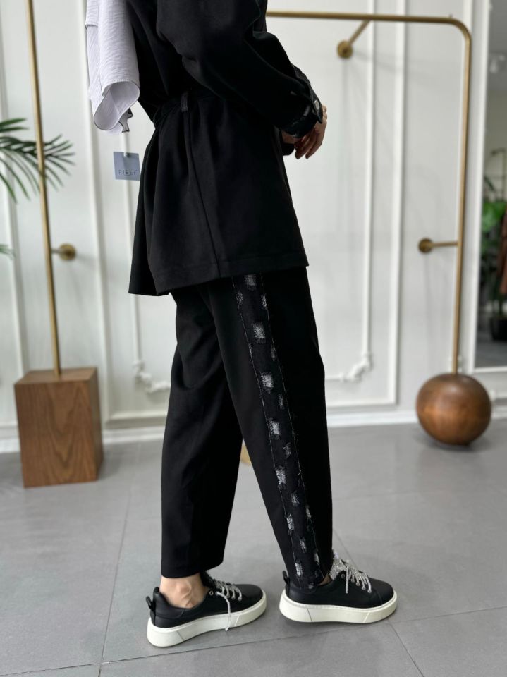 KOT DETAYLI BAĞLAMALI TAKIM SİYAH