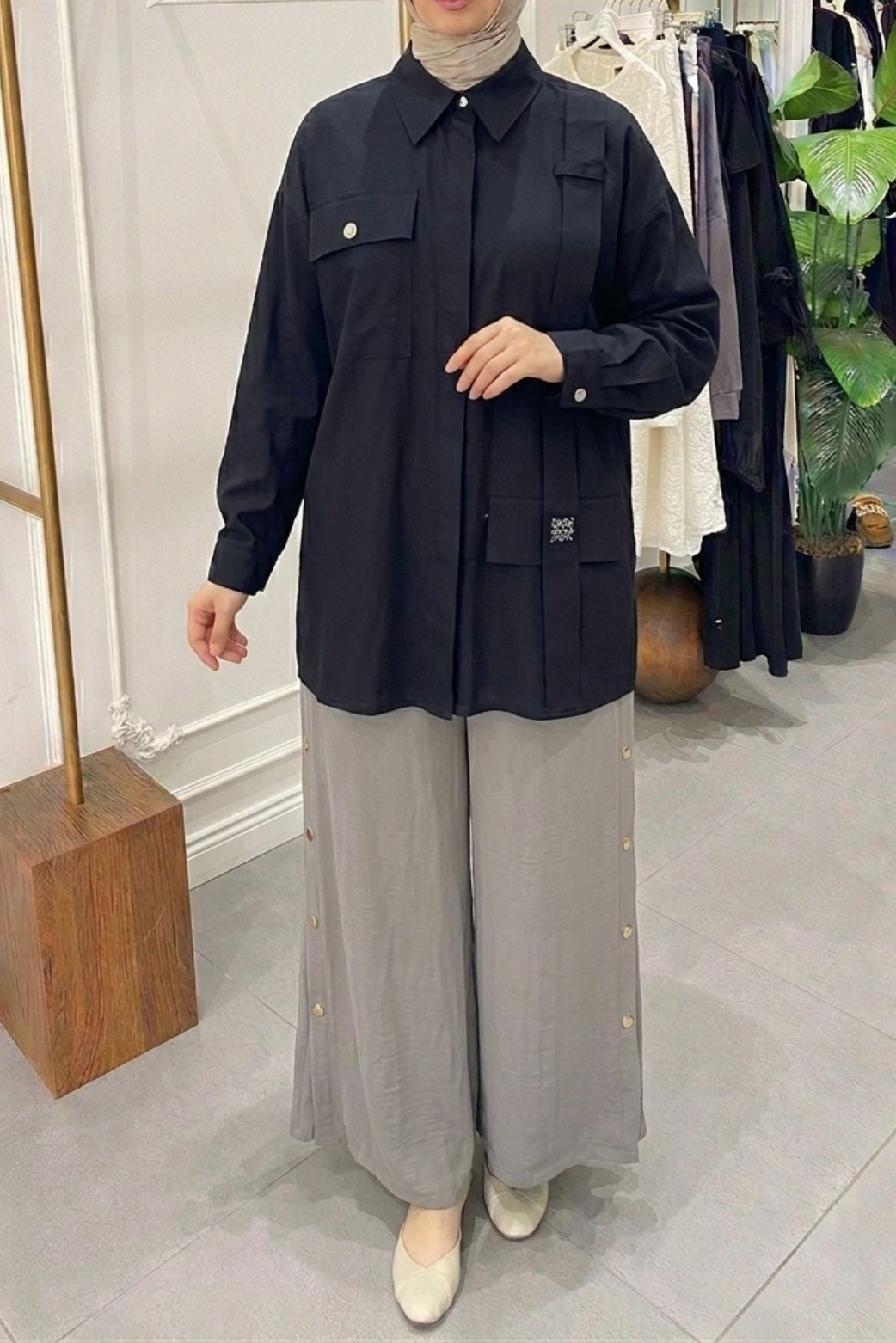 ASKI DETAYLI PAPER TOUCH GÖMLEK