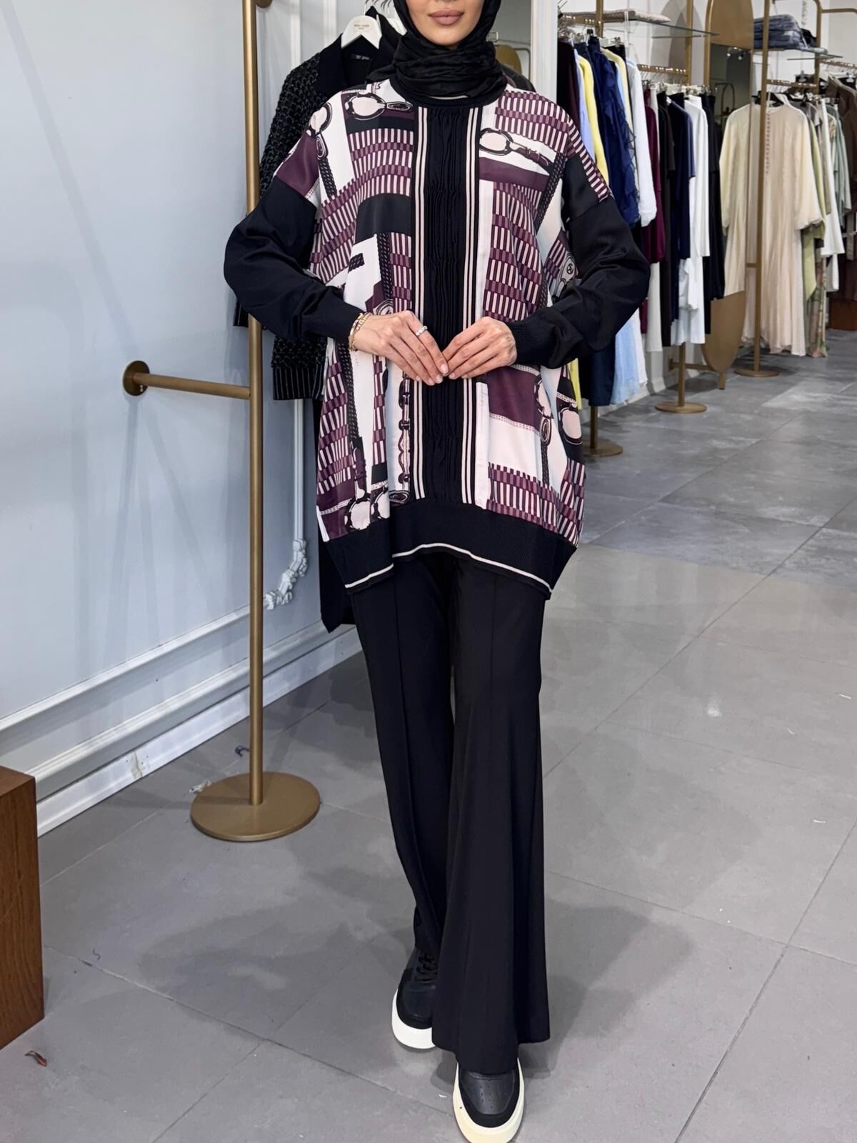 BÜZGÜ MERSERİZE TUNİK BORDO