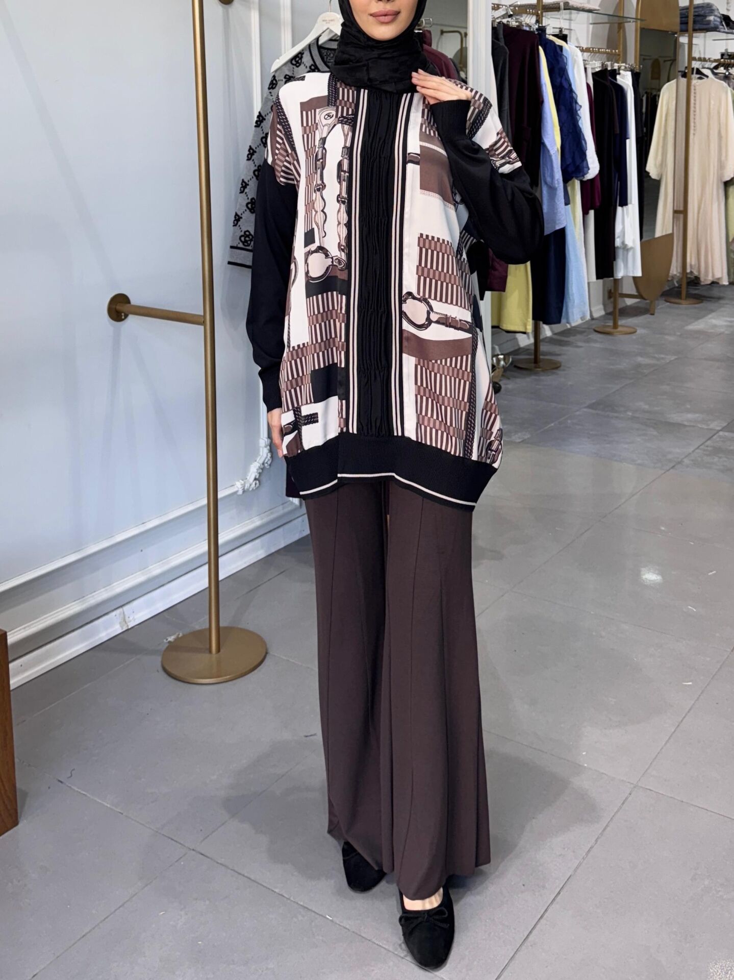 BÜZGÜ MERSERİZE TUNİK KAHVE