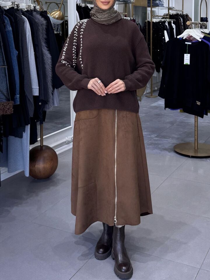 SÜET FERMUAR DETAY ETEK TABA