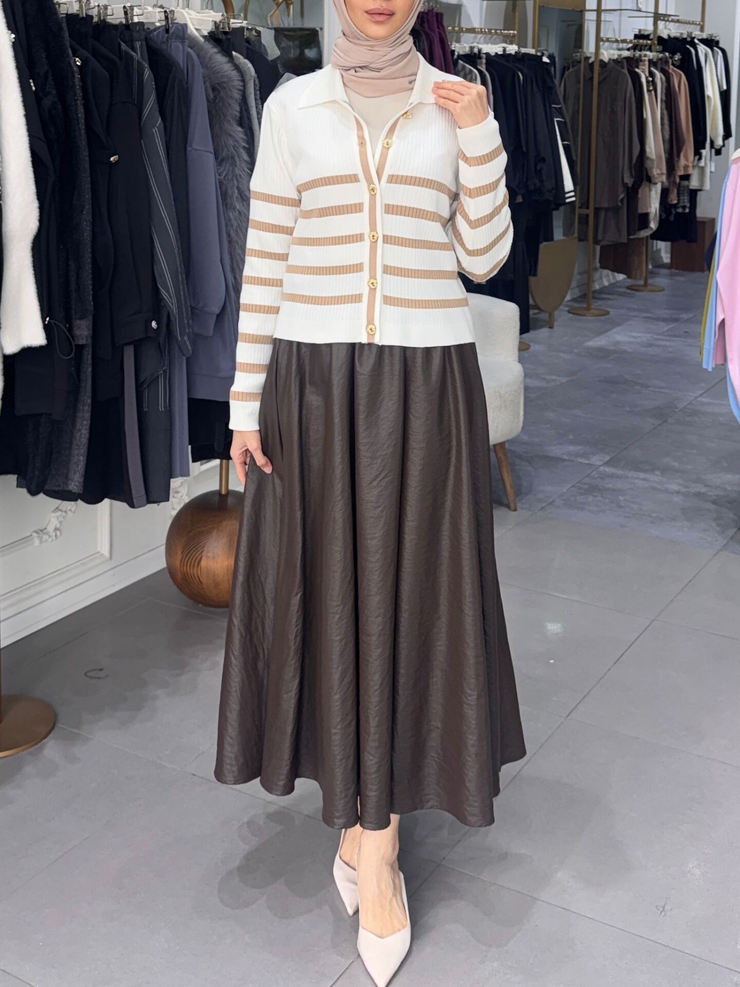 BELLE NOİR MİDİ HIRKA EKRU/BEJ