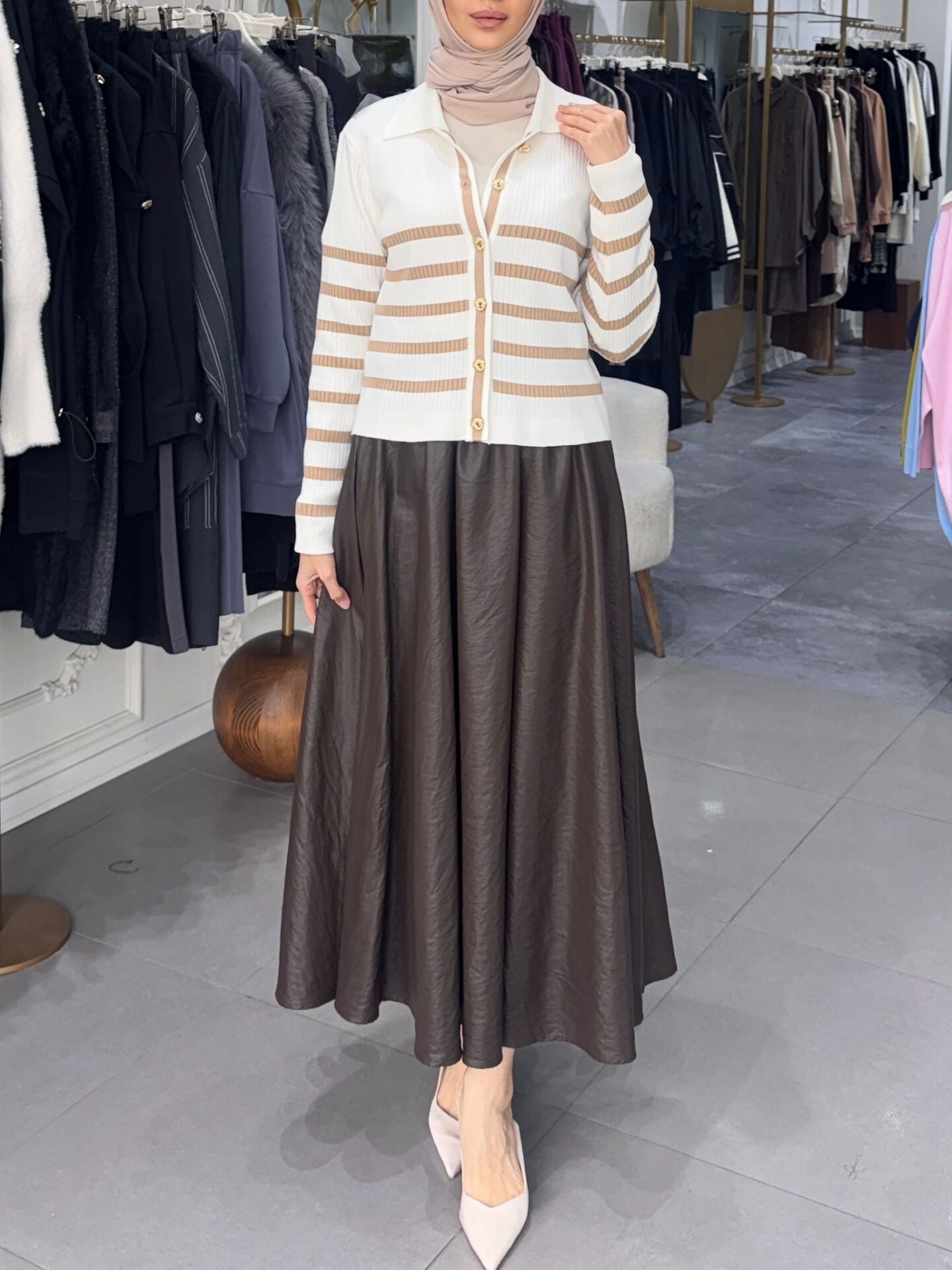 BELLE NOİR MİDİ HIRKA EKRU/BEJ