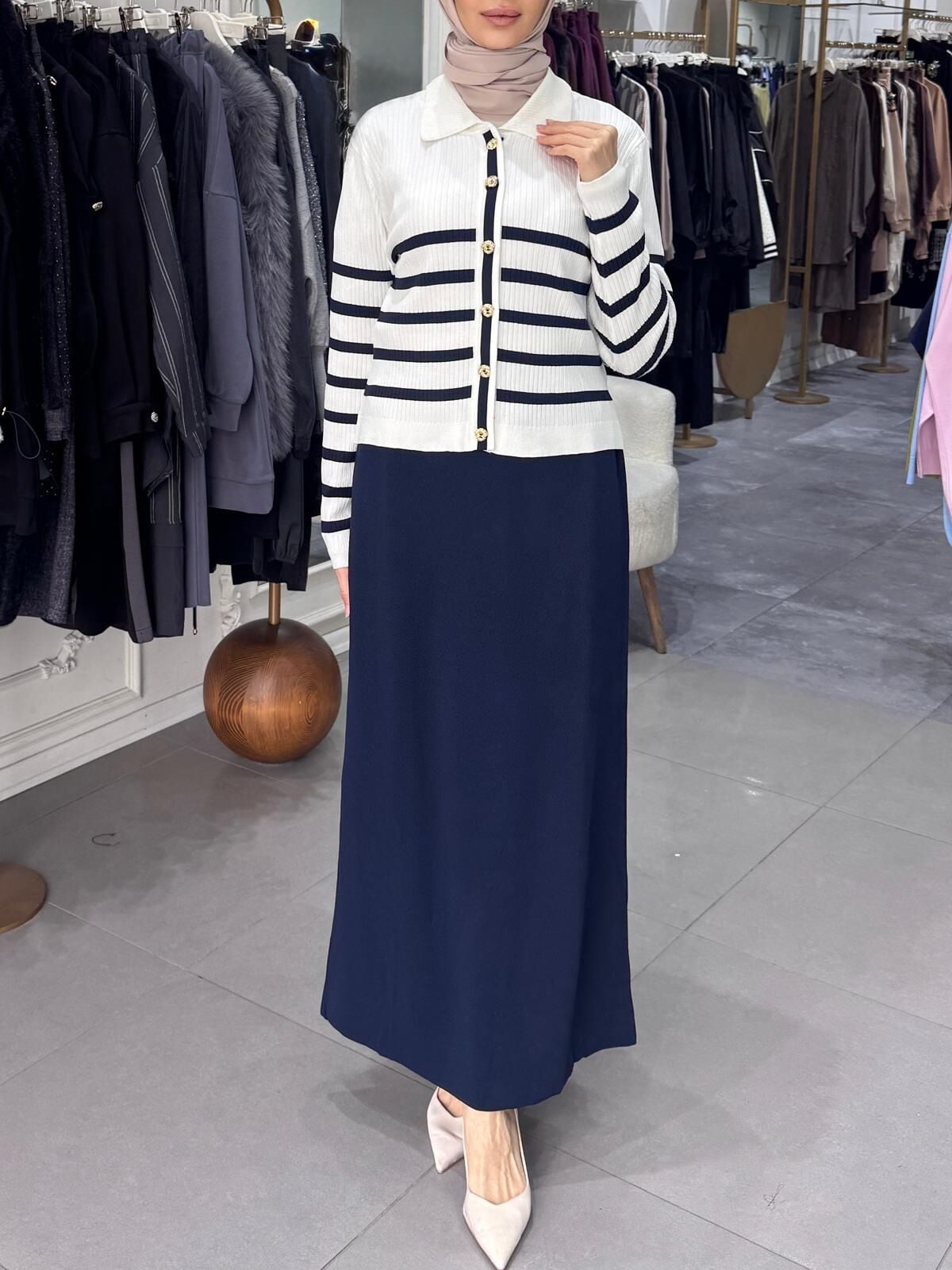 BELLE NOİR EKRU/LACİVERT