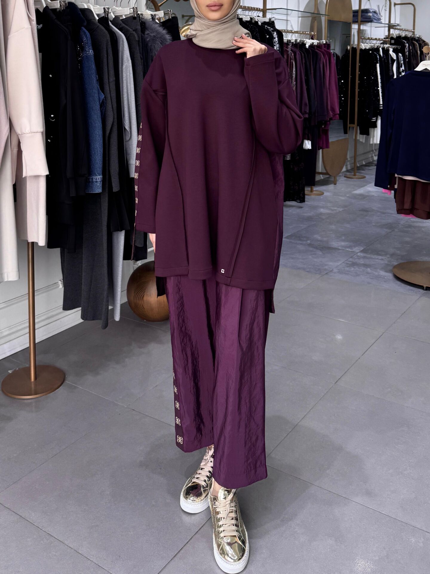 Şerit Detay Oysho Takım mor