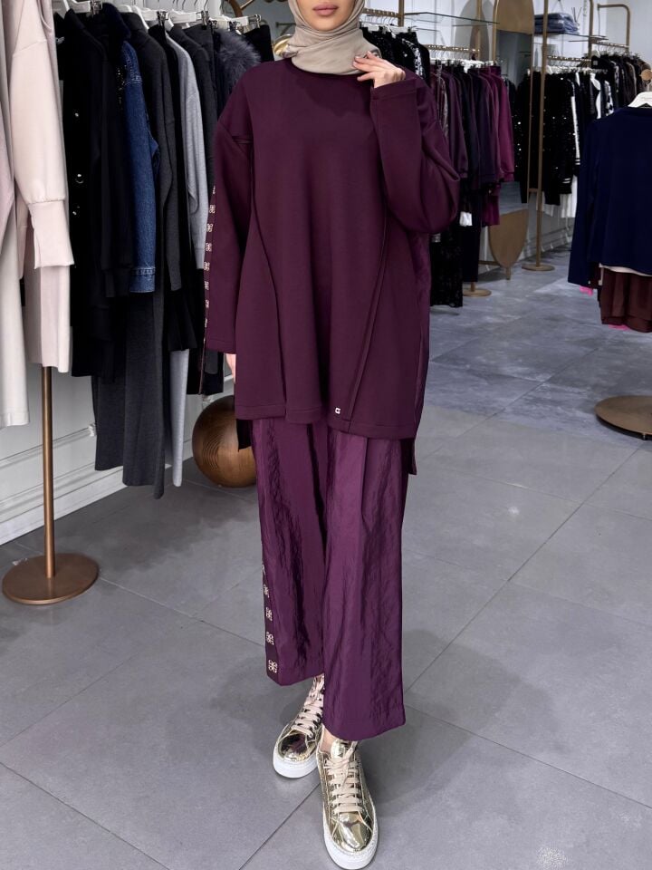 Şerit Detay Oysho Takım mor