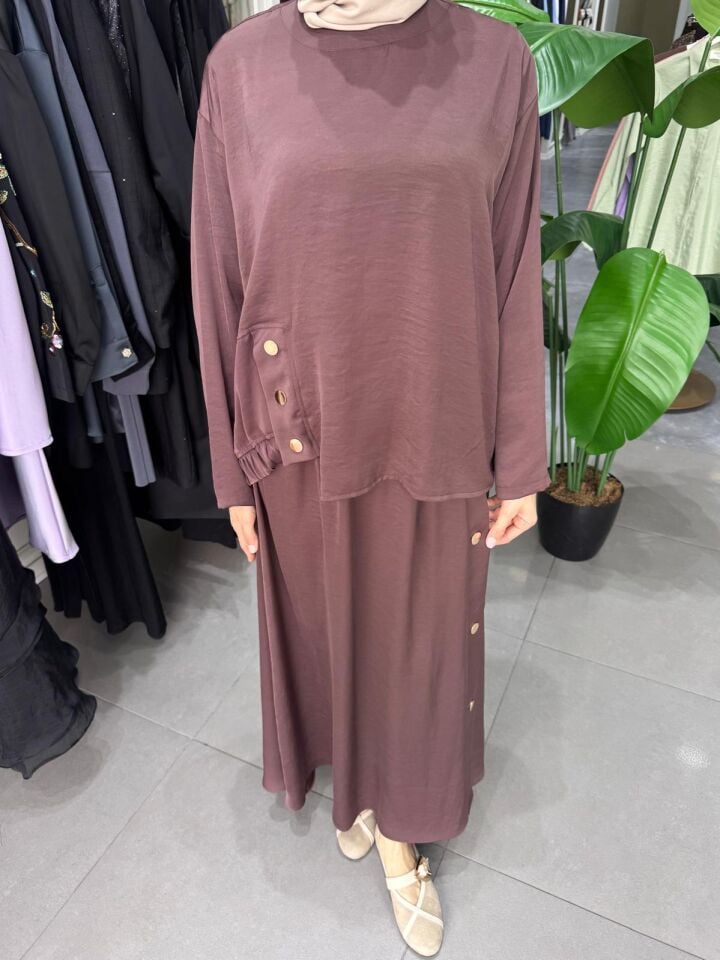 ÇIT ÇIT AKSESUAR DETAYLI SAPPHIRE TAKIM KAHVE