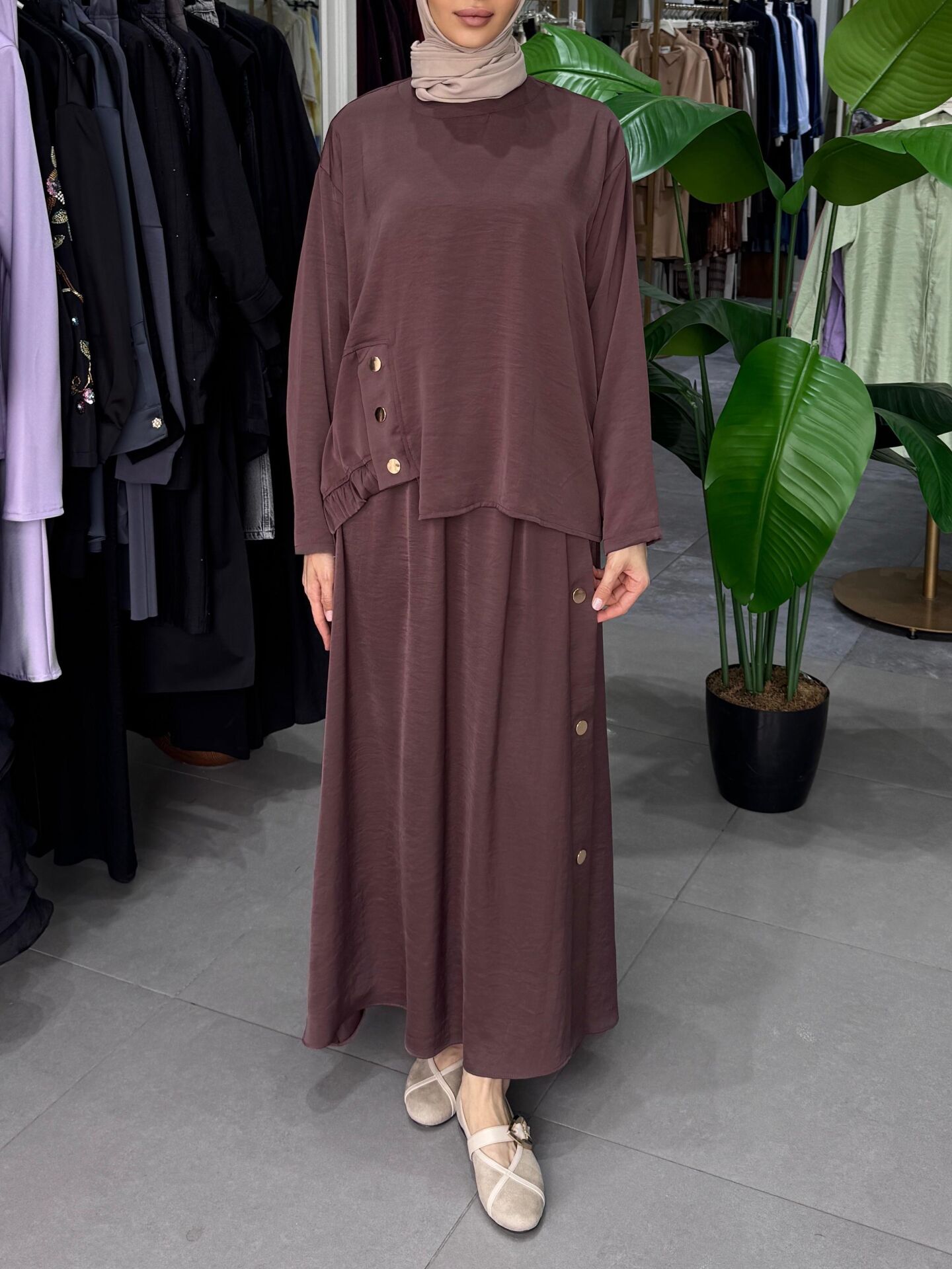 ÇIT ÇIT AKSESUAR DETAYLI SAPPHIRE TAKIM KAHVE