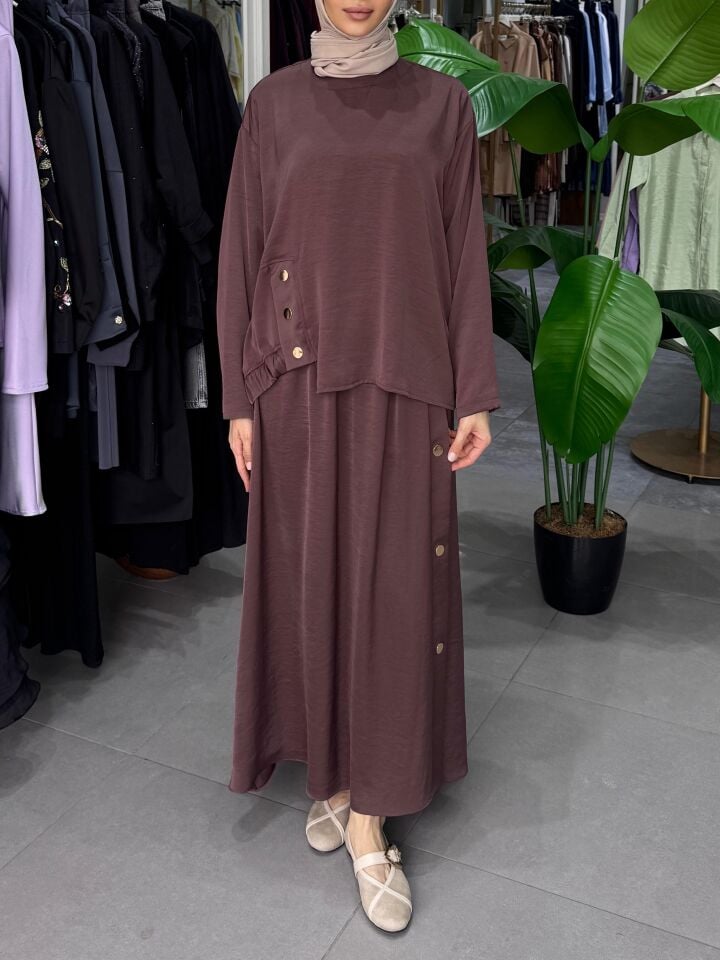 ÇIT ÇIT AKSESUAR DETAYLI SAPPHIRE TAKIM KAHVE