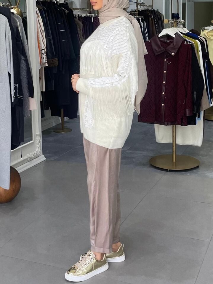 CELESTIA PAYETLİ TRİKO KAZAK EKRU