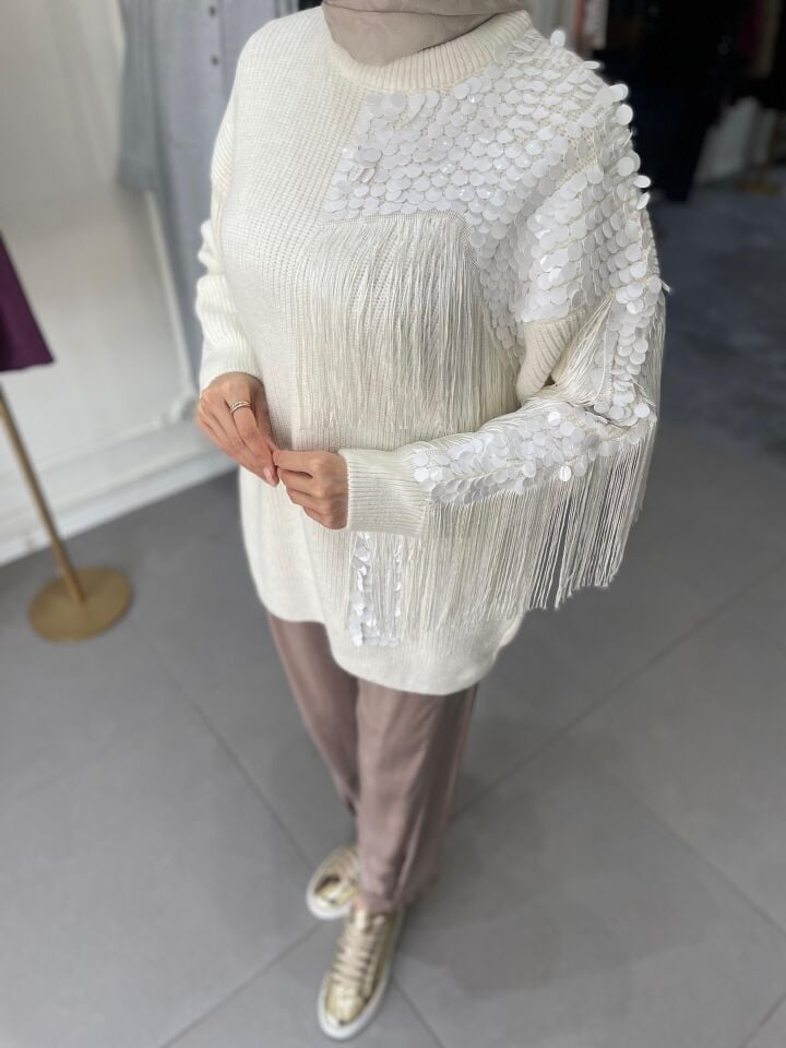 CELESTIA PAYETLİ TRİKO KAZAK EKRU