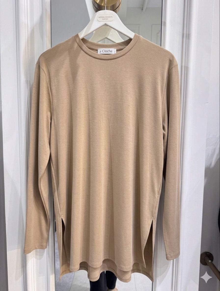 TİRİL UZUN KOLLU TİŞÖRT BEJ