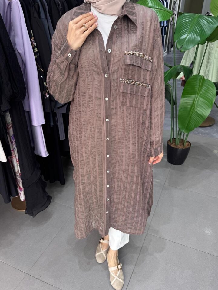 CEBİ İŞLEMELİ ÖNDEN SEDEF DÜĞMELİ TUNİK