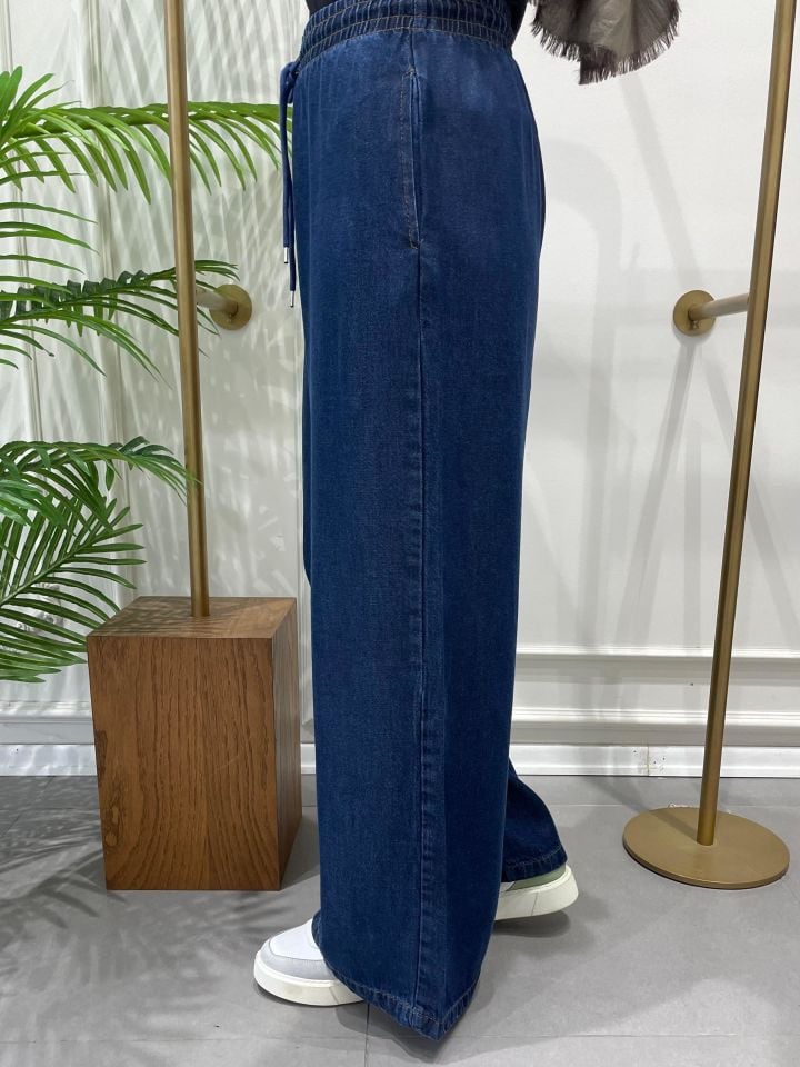 TENSEL KOT PALAZZO PANTOLON KOYU MAVİ