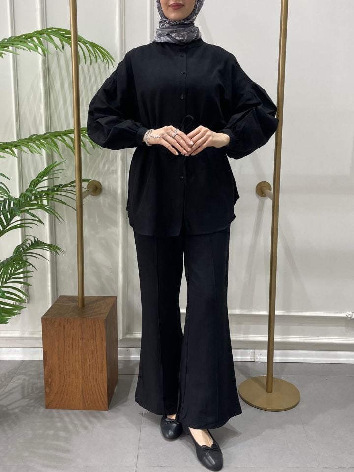 BALON KOL ÇİMA DİKİŞLİ TAKIM  SİYAH