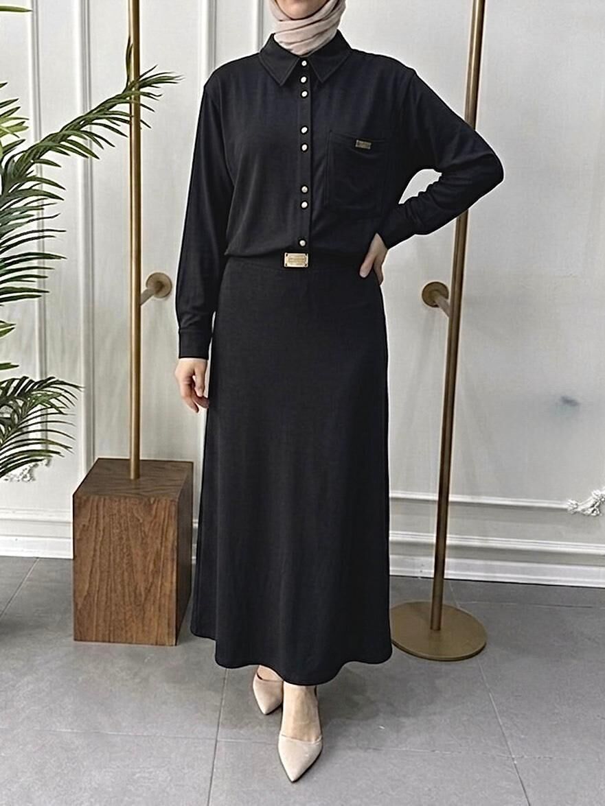 VYRA İPEK KUPRA TAKIM SİYAH