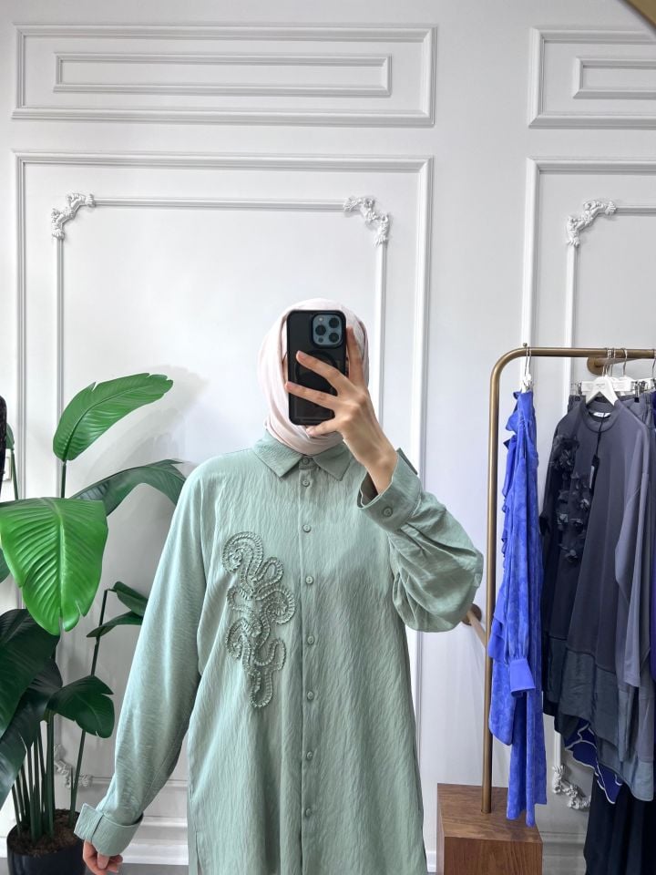 NAVİS NAKIŞLI GÖMLEK YEŞİL