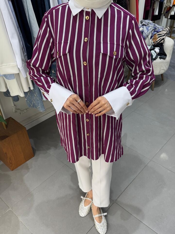 POLKY GARNİLİ GÖMLEK MOR