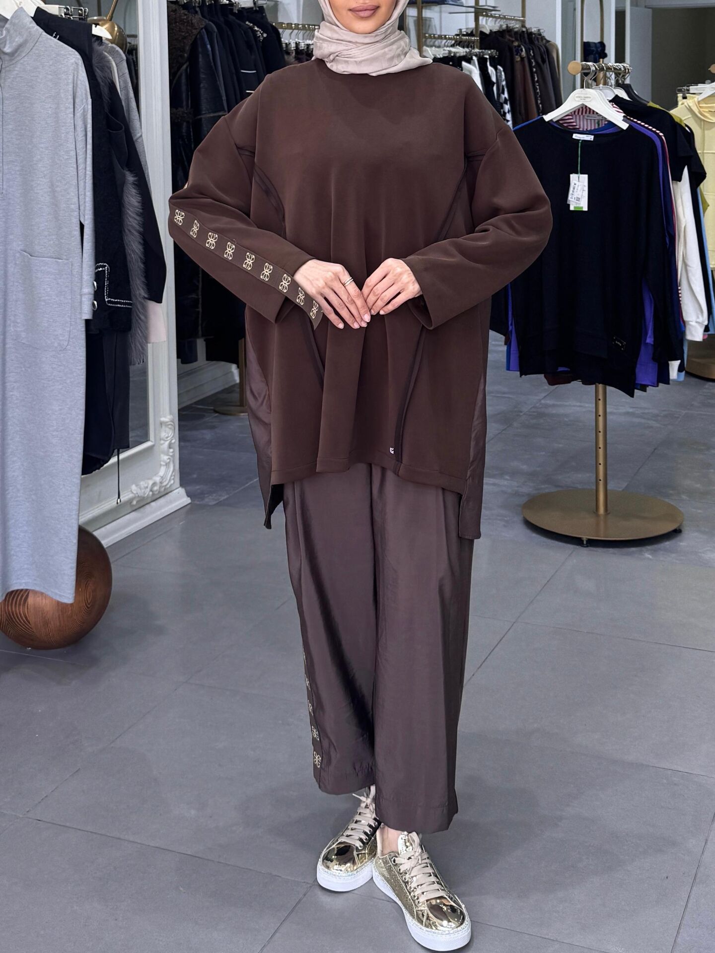 Şerit Detay Oysho Takım kahve