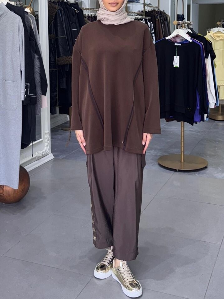 Şerit Detay Oysho Takım kahve