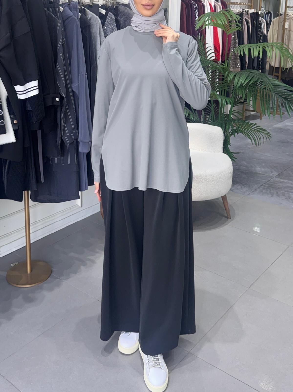 TİRİL UZUN KOLLU TİŞÖRT GRİ