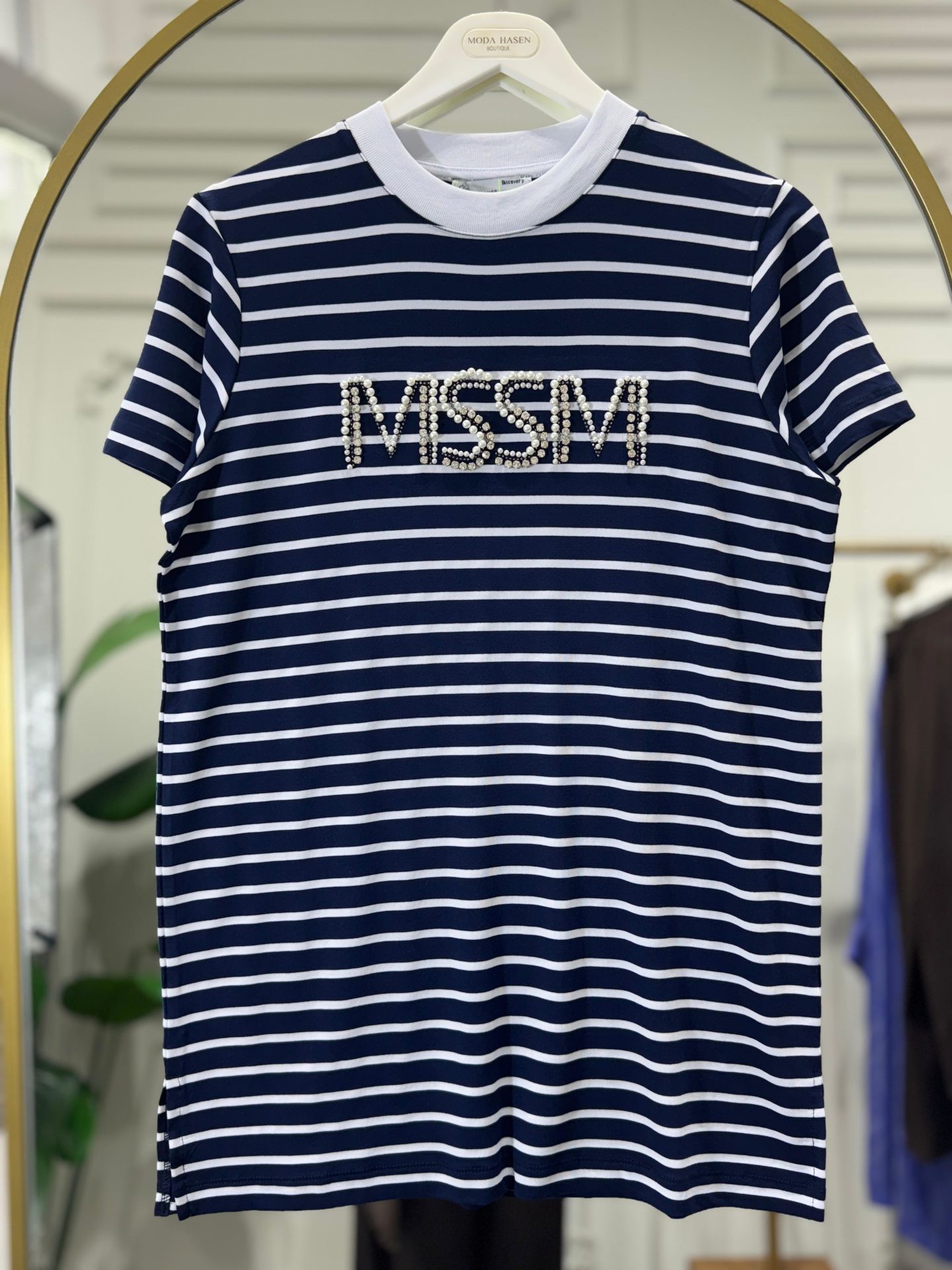 MSSM TAŞLI ÇİZGİLİ TİŞÖRT LACİVERT