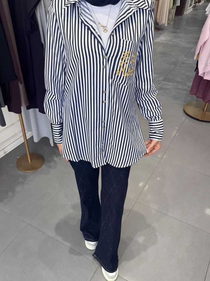 MSSM ÇİZGİLİ GÖMLEK LACİVERT